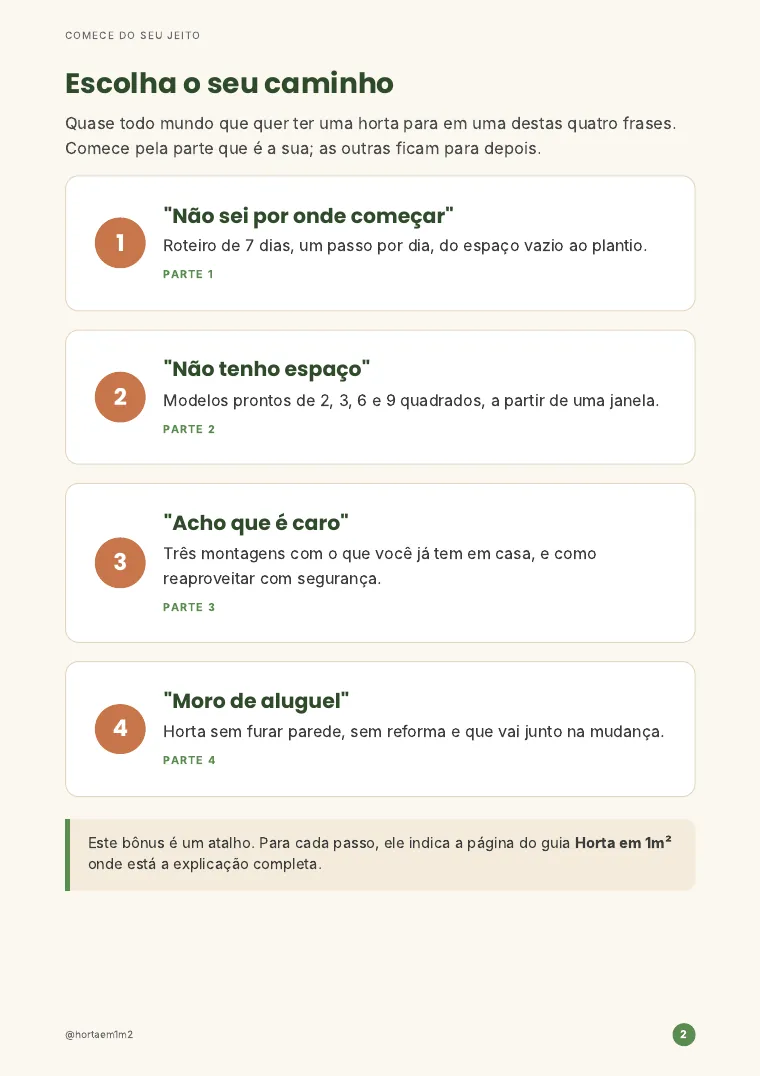 Página: escolha o seu caminho